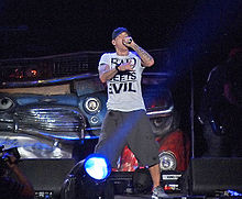 The 40 year old Eminem, performing in 2011. Borrowed from Wikipedia Commons. EminemPerforming
